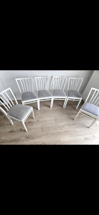 Zestaw 6x krzesła tapicerowane białe