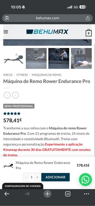 Máquina de Remo Rower Endurance Pro