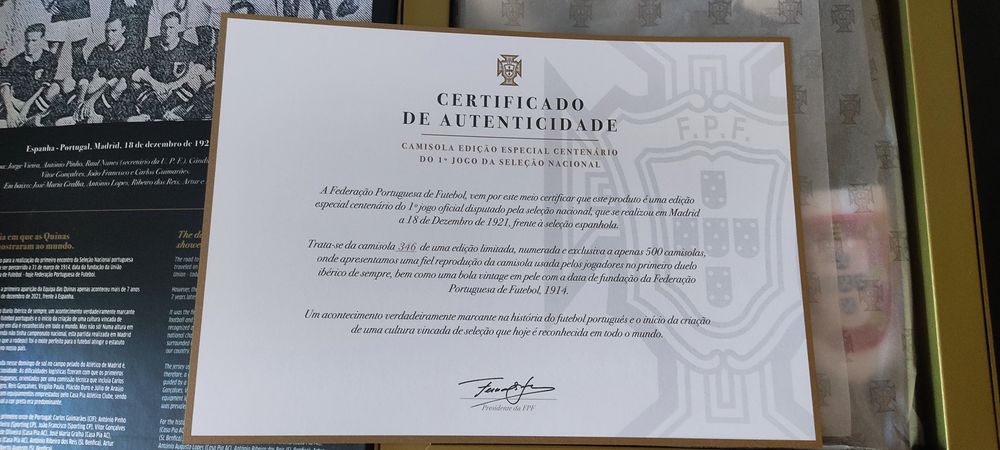 Camisola Edição Especial Centenário FPF