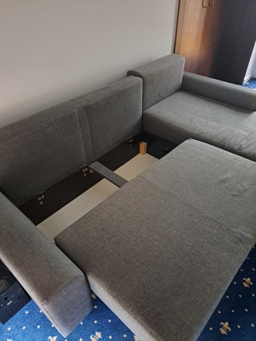 Łóżko narożne szare, kanapa