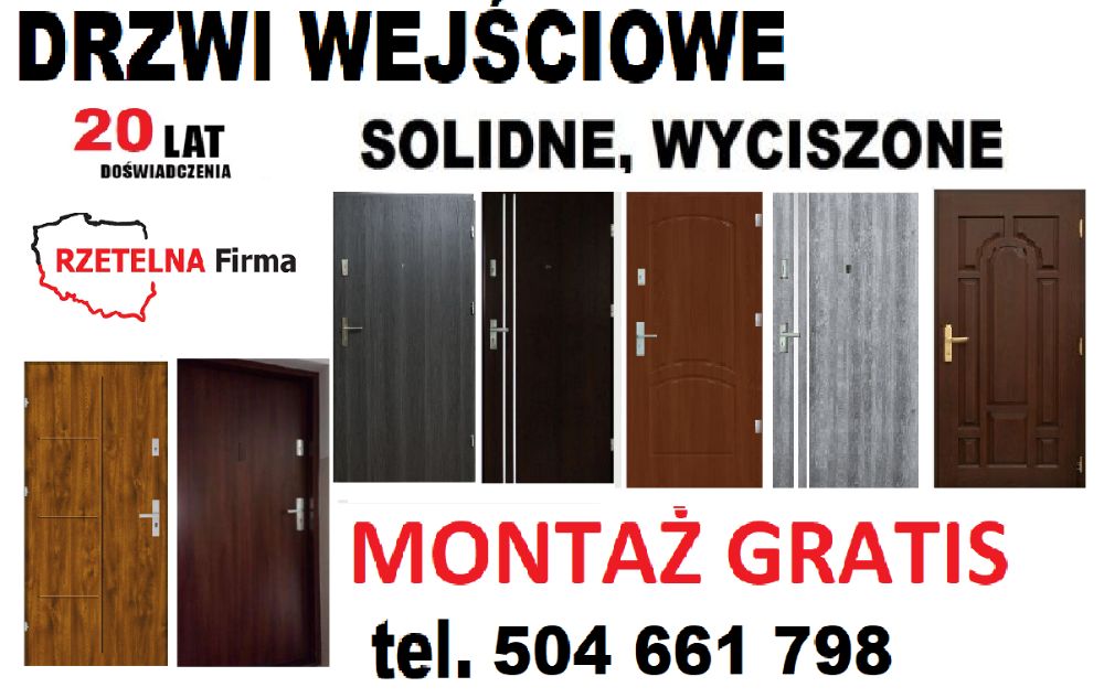 Drzwi  wejściowe zewnętrzne do mieszkania-wewnątrzklatkowe z montażem