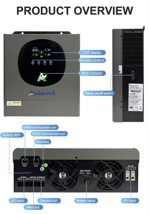 Инвертор Aninerel 4.2кВт 24В с WiFi