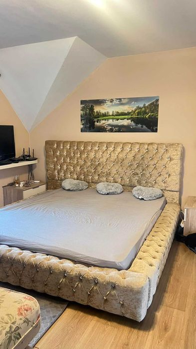 Łóżko sypialniane 220x200 Glamour kryształki