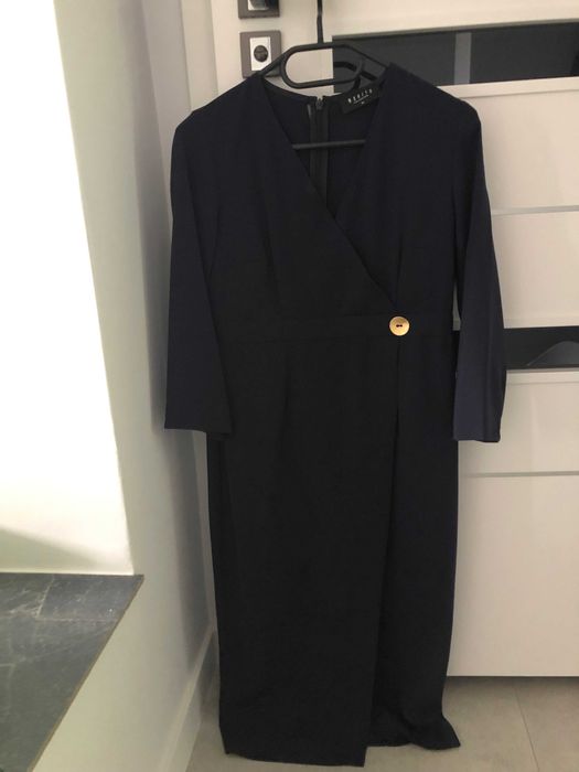 NOWA sukienka, suknia za kolano MOHITO 36-38 granatowa