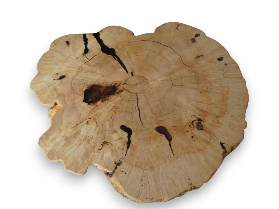 Stolik kawowy | plaster drewna | topola czeczot żywica | duży 96cm