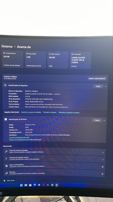 Pc intel core i5 3570T/ gigabyte nvidia gtx 970/ 256 gb/ 12gb RAM