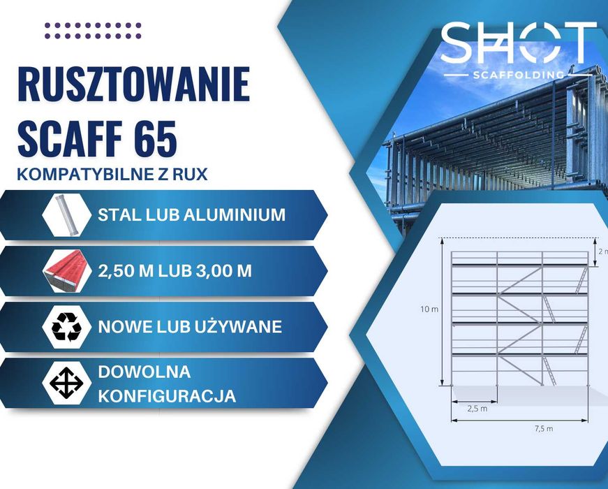 Rux rusztowanie budowlane elewacyjne 10x7,5=78m2 niska cena podest2,5m