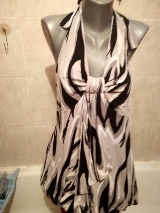 туника лето как масло бело серая румыния 16-18 52 xl майка топ блузка