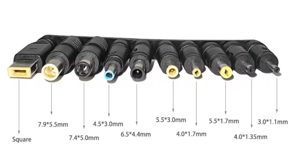 Набір перехідників для підключення ноутбука до Powerbank. PD to DC.