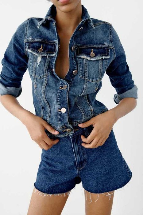 (NOVO C/ ETIQUETA, PORTES GRÁTIS) ZARA: Blusão de Ganga/Denim (Tam. M)