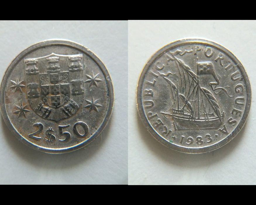 Lote de 5 moedas de 2$50 escudo (Republica)