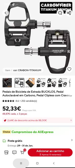 Pedais encaixe rapido Titanium Carbono