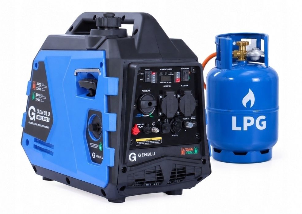 Agregat prądotworczy Generator inwertorowy GENBLU GN3500i 3,5 kW zasilany benzyną lub LPG