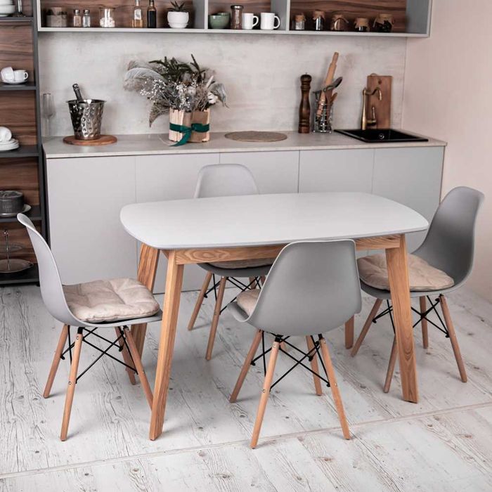 Серый кухонный стол, стол на кухню, обеденный стол, сірий стіл