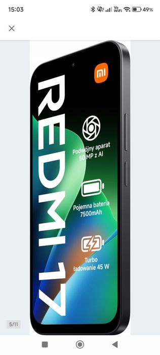 Okazja!!! Redmi 17 4/128 nowy zapakowany paragon