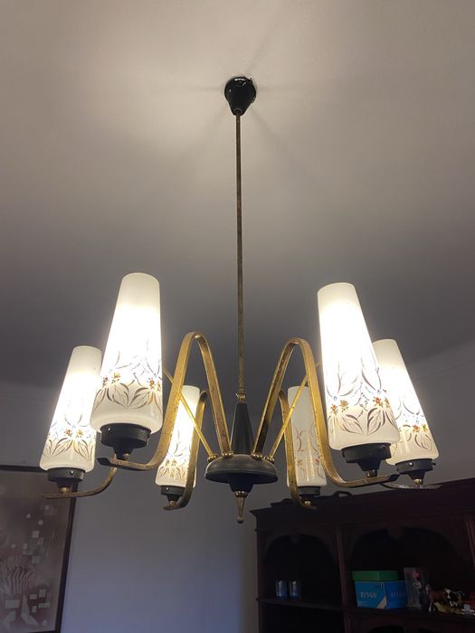 Candeeiro de teto Vintage Opalino Antigo