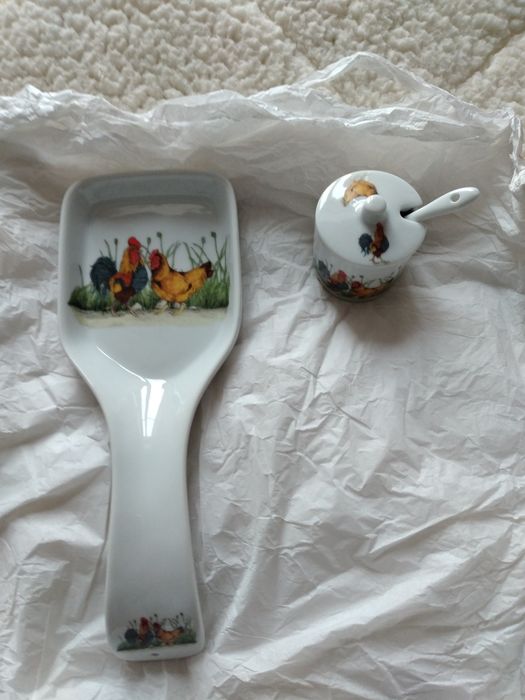 Açucareiro e colher de porcelana marca Royal