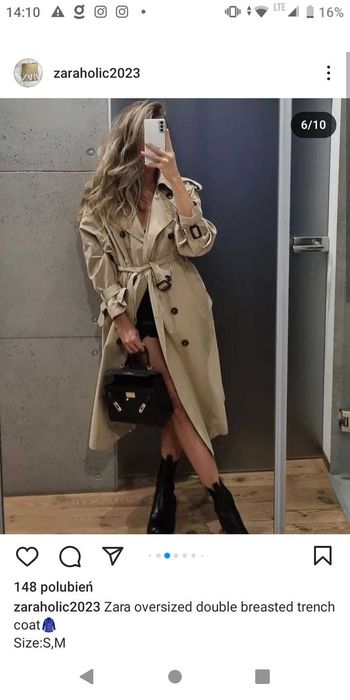 Płaszcz trencz Zara S Nowy z metką