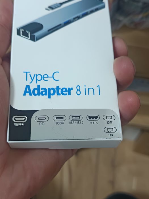 Hub adapter rozdzielacz Usb C 8w1 Lan 4K aluminiowy