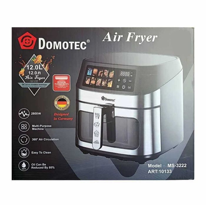 Супер цена! Аерогриль 12 ЛИТРОВ! аэрогриль Domotec MS-3222 2800 Вт Два ТЭНа! Аэро фритюрница мультипіч