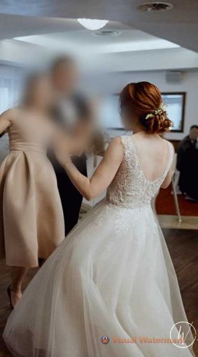 Suknia ślubna mleczna na wzrost 156cm