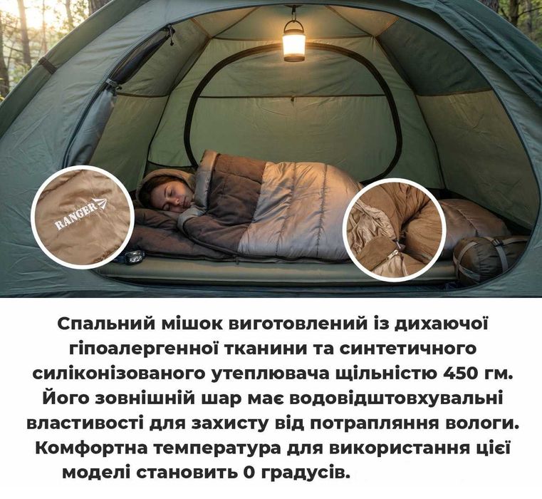 Карповый спальник Спальный мешок Ranger 4 season демисезонный кокон на флисе для рыбалки раскладушки карповой кровати теплый оригинал