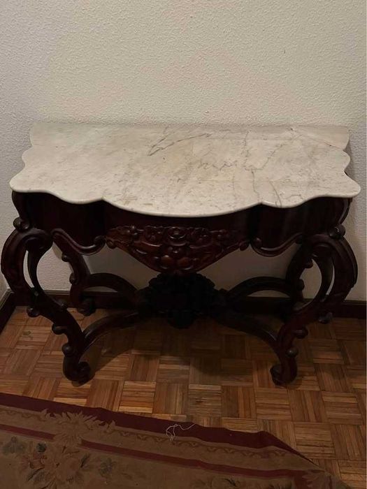 Conjunto de móveis vintage – madeira + mármore