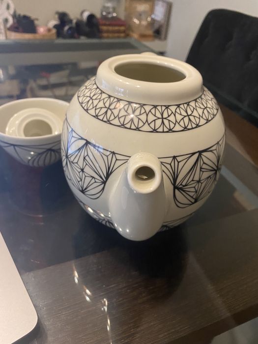 Bule chá cerâmica + 2 taças IKEA