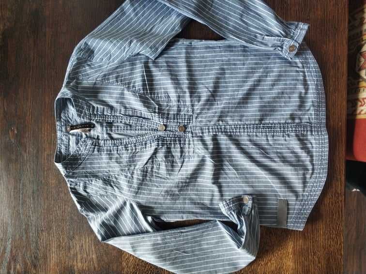 Koszula damska Manila Grace niebiesko-szara w białe paski r.S