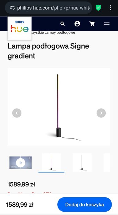 Lampa podłogowa Philips Hue Signe Floor Gradient Czarna