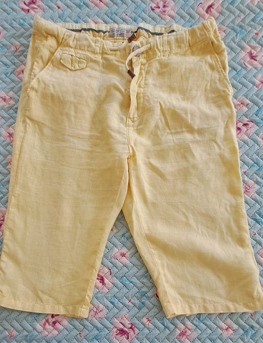 Calções em linho amarelo, Zara, tam 13 anos
