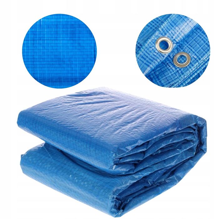 Plandeka NIEBIESKA 10x12m Wzmacniana oczka Okryciowa 75g/m2