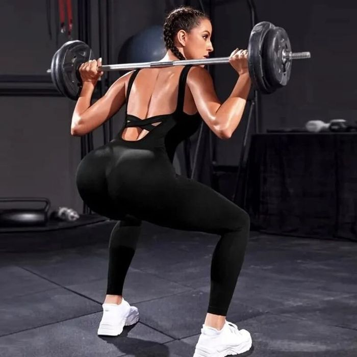 Czarny kombinezon xs sportowy fitness joga siłownia push up
