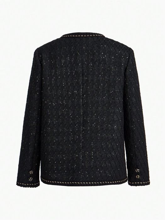 Kurtka Tweedowa Elegancka Cekinowa Czarna Premium Motf M 38