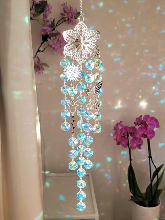 ŁAPACZ SŁOŃCA Snów Zawieszka na Okno Koliber Słońce Dzwonek Kolorowa