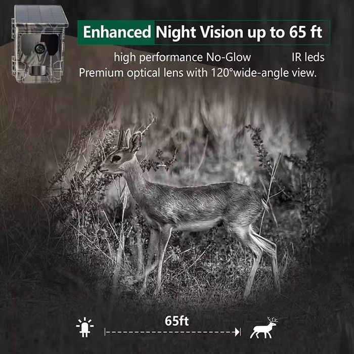 Фотопастка 30Мп з сонячною панеллю + акумулятором для охоти та охорони