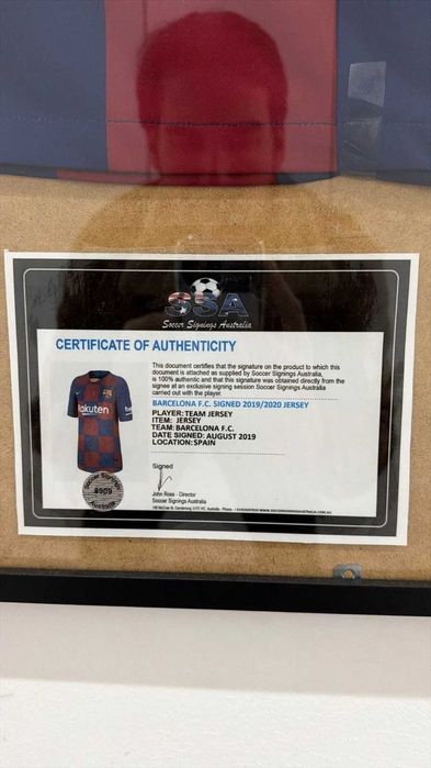Camisola do FC Barcelona 2019/2020 Assinada à Mão pela Equipa–Com COA