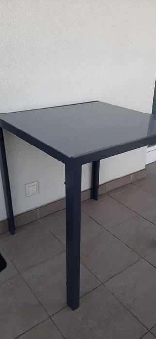 Stolik balkonowy kwadratowy szklany na taras balkon 70x70 cm