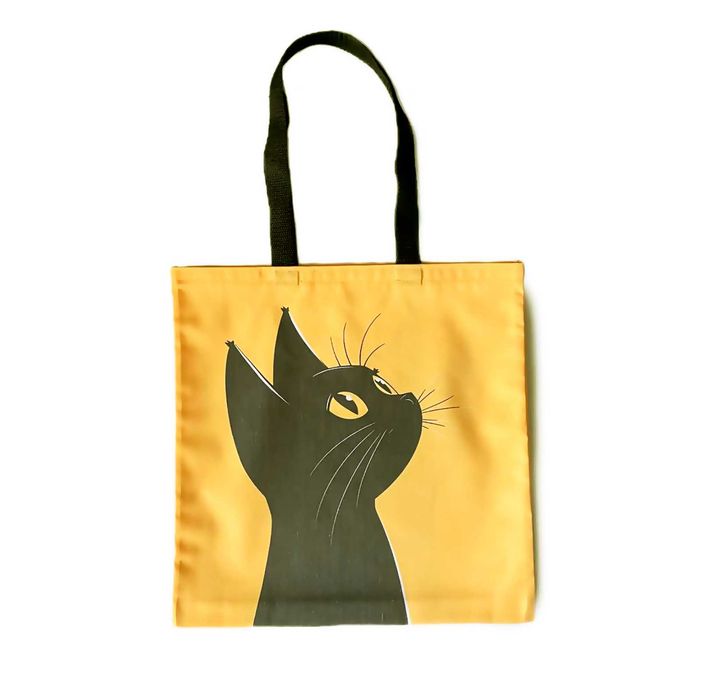 Сумка шоппер "Чёрный котёнок". Принт с обеих сторон. Акционная цена.