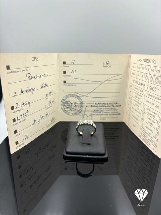 Pierścionek z białego złota 585 z diamentami