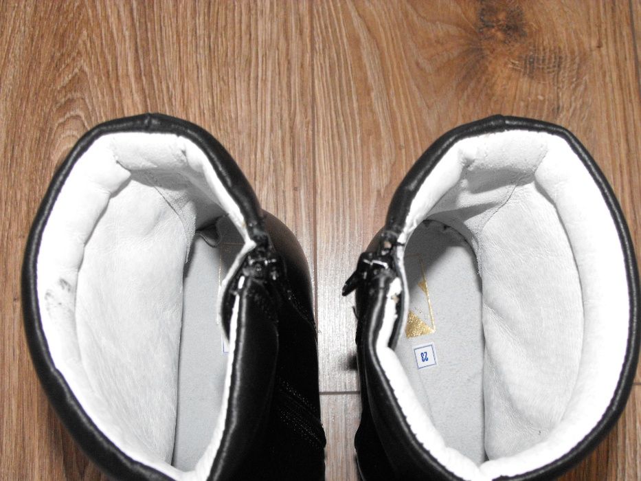 Buty EU36 23cm trzewiki zimowe wysokie czarne botki Skóra* Nowe