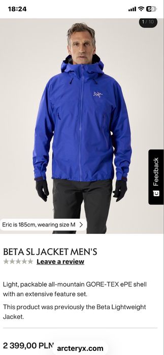 Arcteryx Beta SL  Jacket Men's Blue Gore Tex