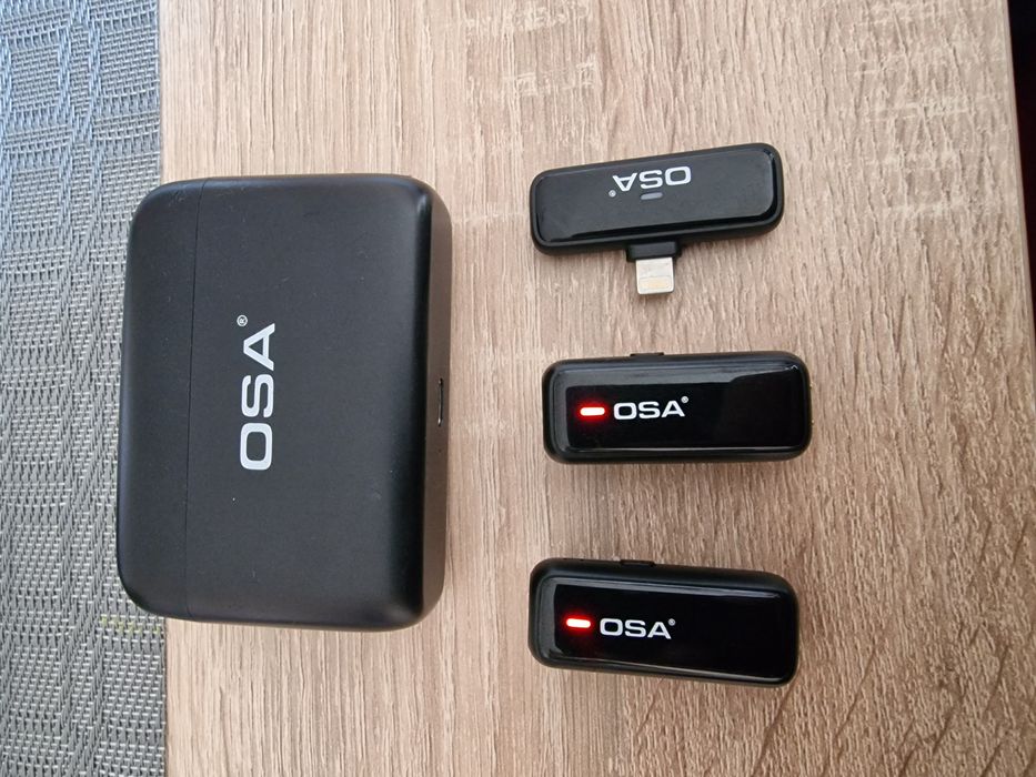 OSA Mikrofon Lavalier do telefonu z etui ładującym i wyświetlaczem. ip