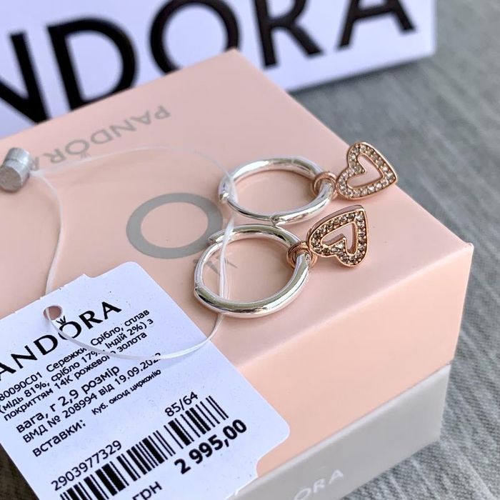Сережки Pandora Оригінальні серьги Пандора нові кульчики срібні