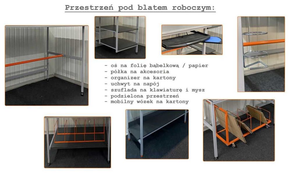 Stół stanowisko do pakowania e-commerce 120x80cm / Faktura / Dostępny