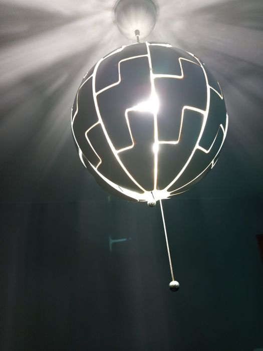 Candeeiro suspenso, branco/prateado, 35 cm