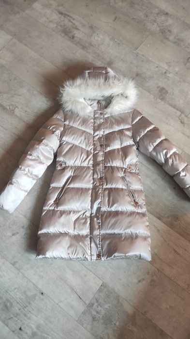 Płaszcz zimowy damski r.S perłowy