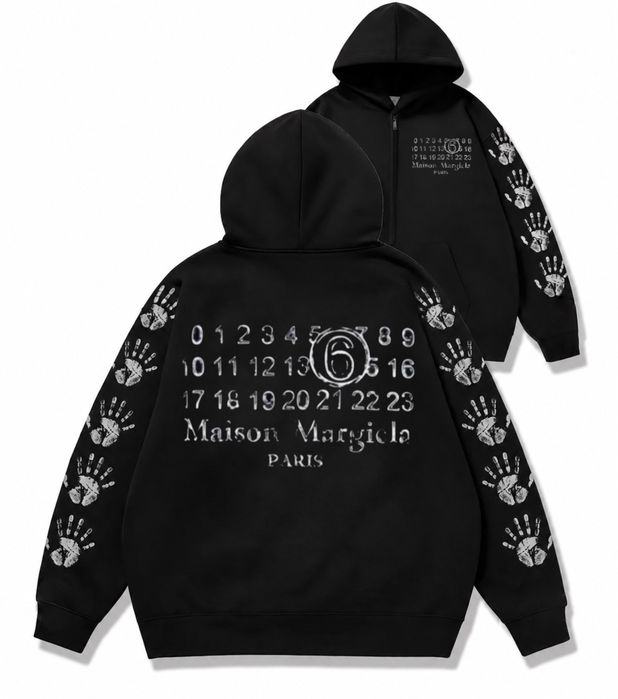 Зип худи Maison Margiela Paris Logo унисекс черное Мейсон Мардежа кофта лонгслив толстовка Новинка свитшот