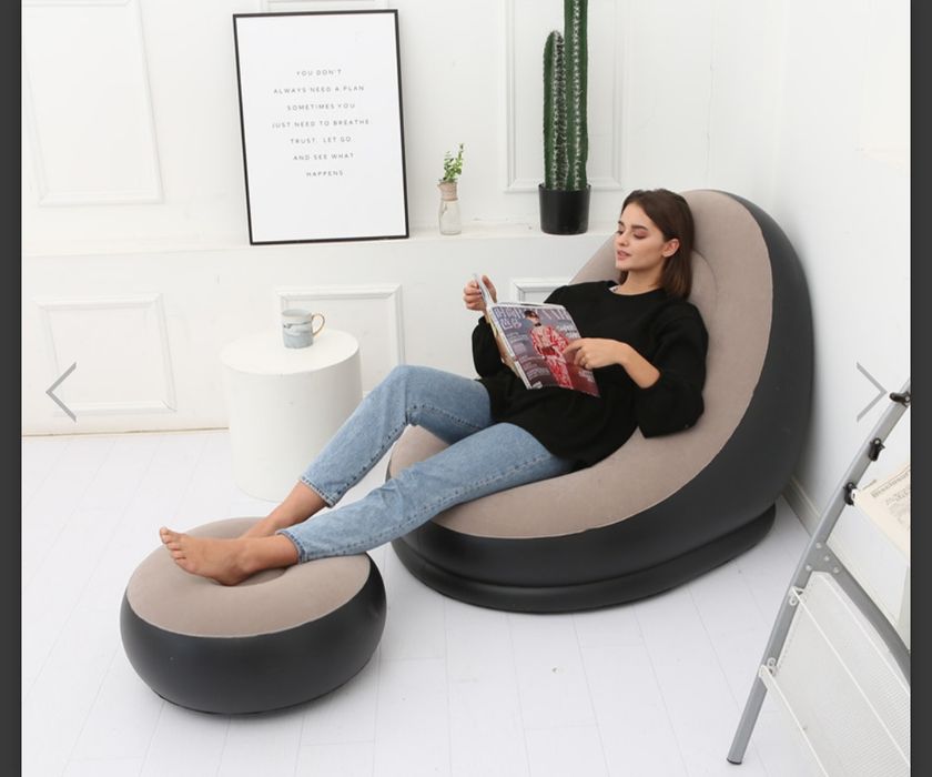 Надувне крісло з пуфіком,велюр 76/130