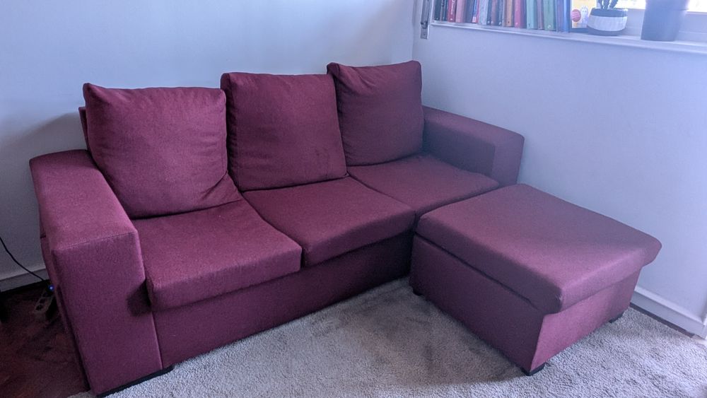 *GRÁTIS* Sofá 3 lugares com chaise lounge móvel